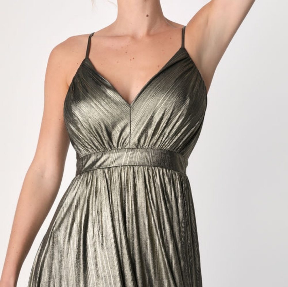 Beyond Exquisite Gold Metallic Lurex Maxi Dress - Picture 5 of 6